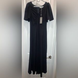 NWT GOAT Rosa full length 100% wool navy dress